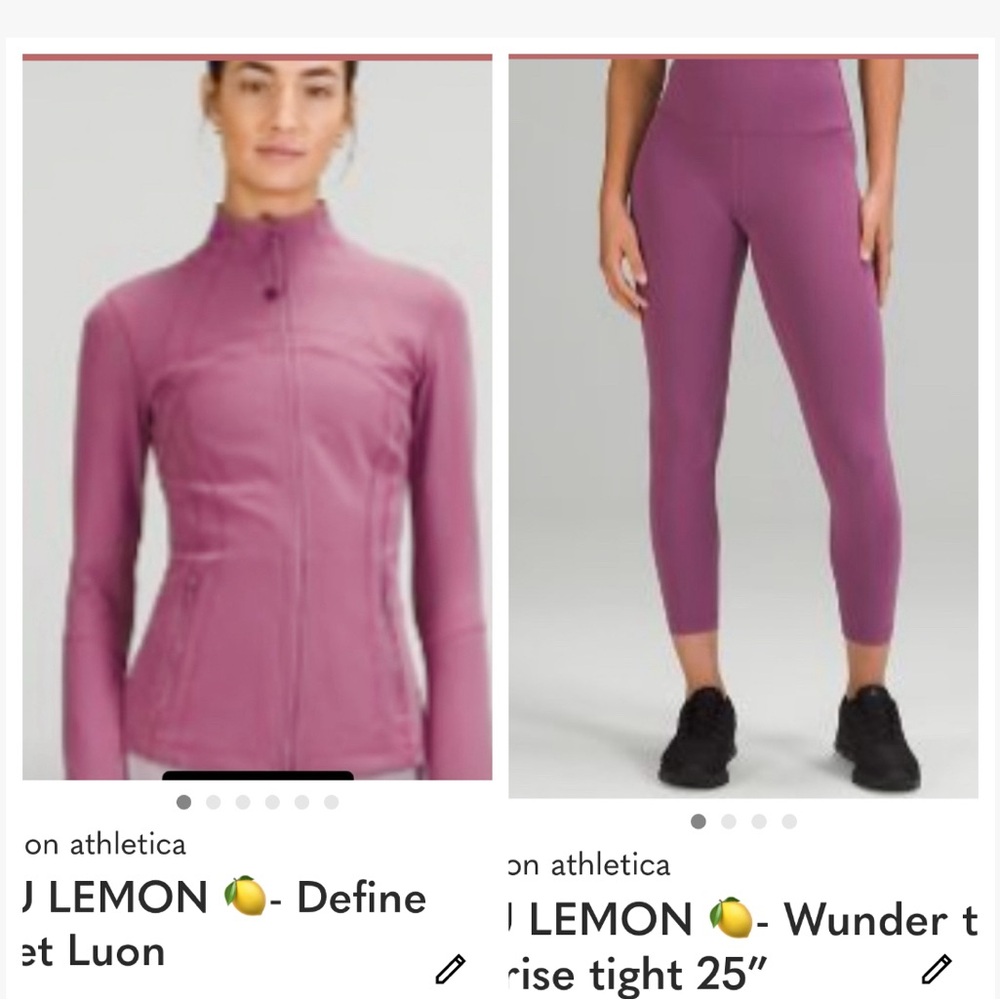 lululemon -  Women's Purple Wunder Train High-Rise Tights and Define Jacket set